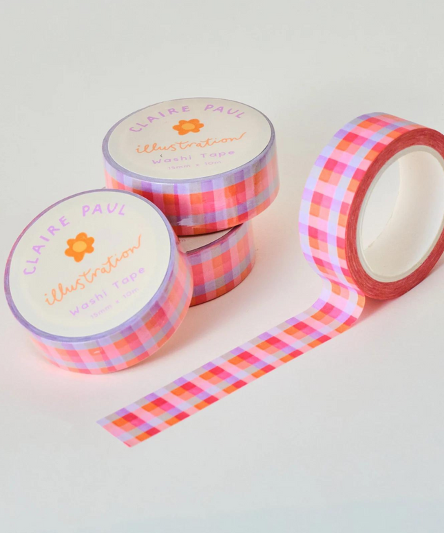 Pink Gingham Washi Tape