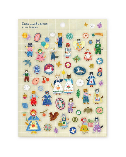 Cats & Buttons Sticker Sheet