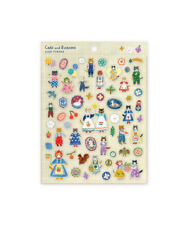 Cats & Buttons Sticker Sheet