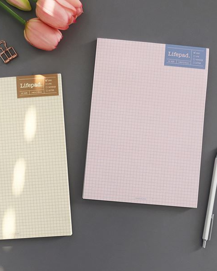 Lifepad A5 Notepad - Pink Grid