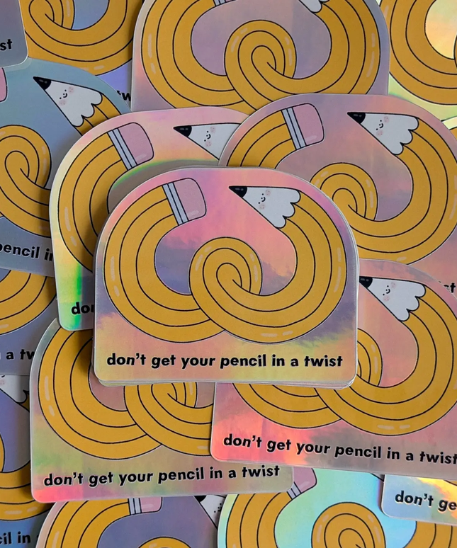 Pencil in a Twist Sticker