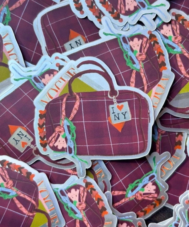 Gingham Handbag Holographic Sticker
