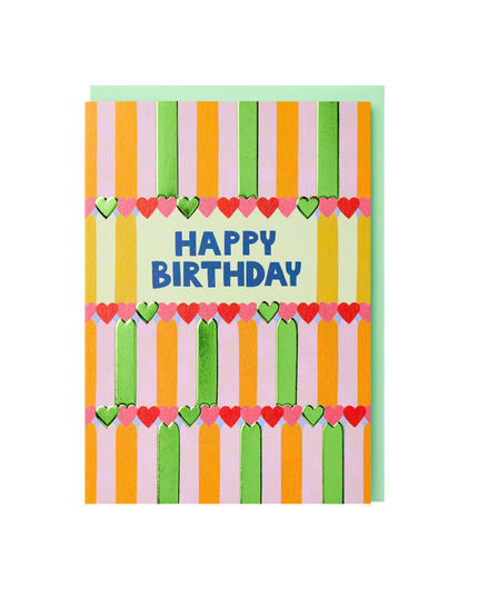 Happy Birthday Hearts & Stripes Card