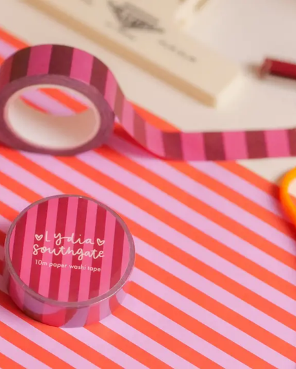 Pink & Burgundy Striped Washi Tape