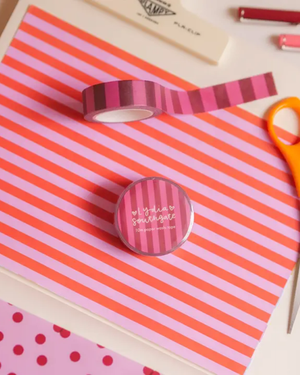 Pink & Burgundy Striped Washi Tape