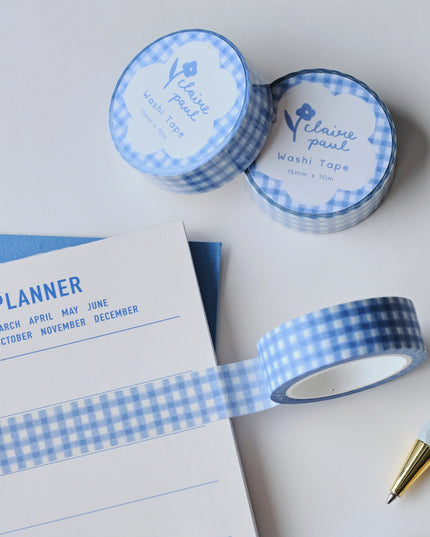 Blue Gingham Washi Tape
