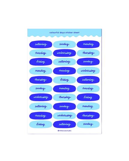 Blue Days of The Week Sticker Sheet