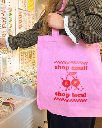 Shop Small, Shop Local Pink Tote Bag