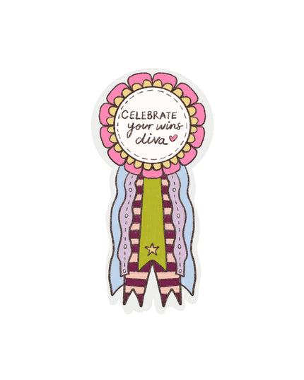 Celebrate Your Wins Diva Clear Rosette Sticker