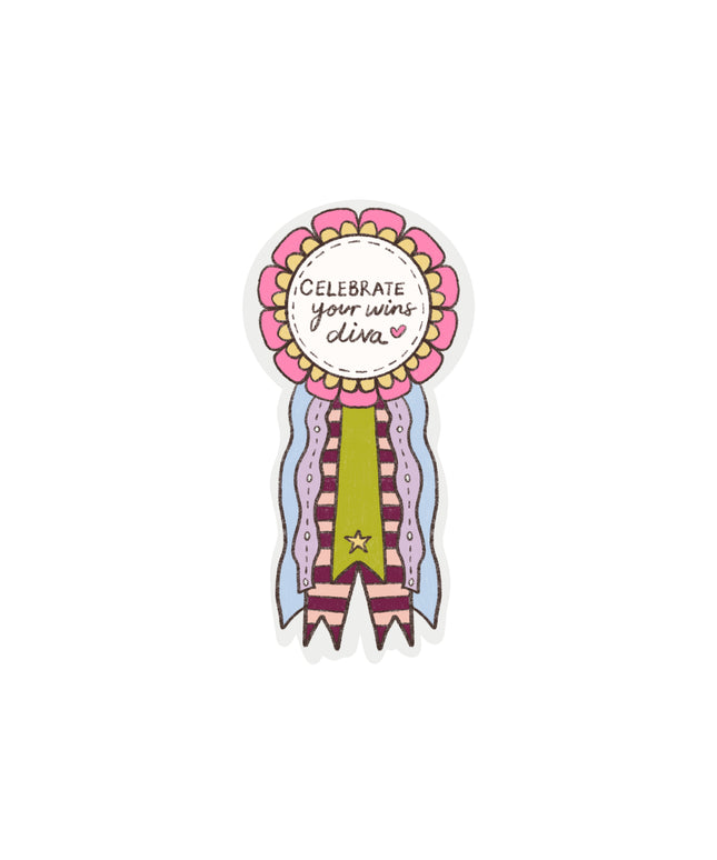 Celebrate Your Wins Diva Clear Rosette Sticker