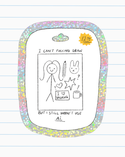 I can't Draw Glitter Sticker